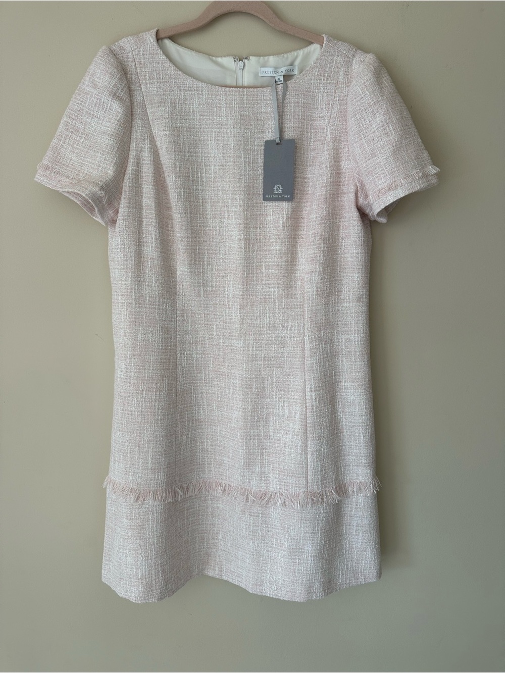NWT Preston & York Blush Pink Tweed Shift Dress | Size 12